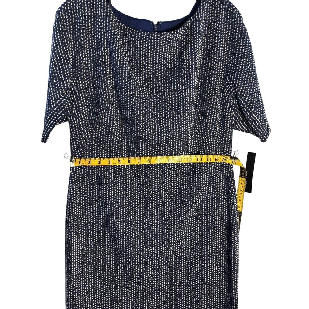 Maggy London Navy & White Polka Dot Short Sleeve Sheath Dress Size 12 Polyester - Picture 9 of 9